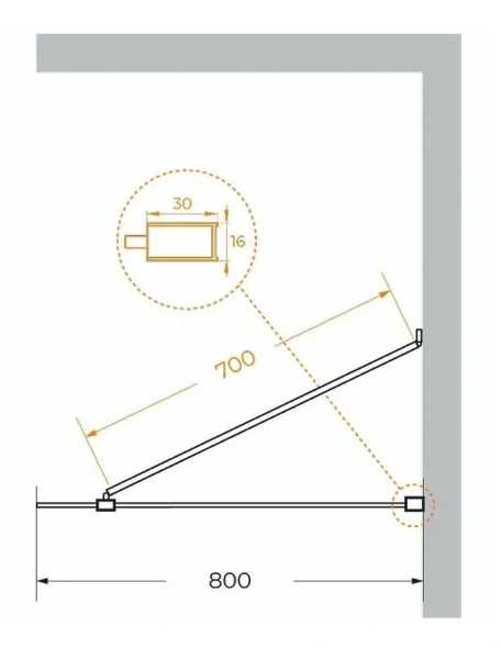 Душевая перегородка Cezares Liberta 80 см стекло графит, профиль черный LIBERTA-L-1-TB-80-GR-NERO (детальная фотография), современные, hi-tech