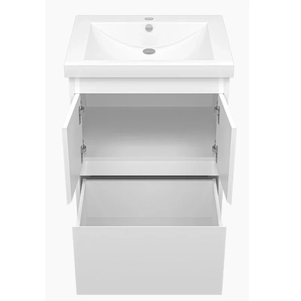 Тумба с раковиной напольная Misty Алиса 60 см МДФ (детальная фотография), современная, hi-tech