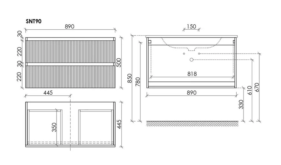 Тумба под раковину подвесная Sancos Snob T 90 см Bianco SNT90W (детальная фотография), в наличии