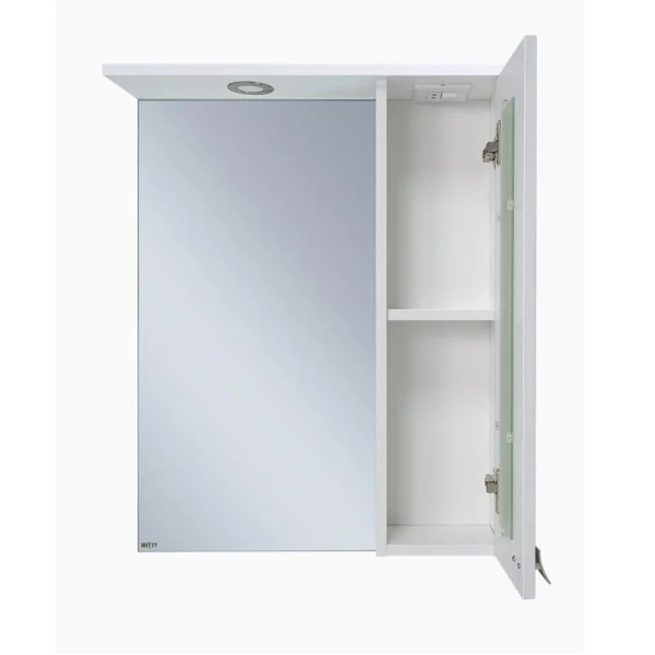 Зеркальный шкаф с подсветкой Misty Урал Э-Ура-04060-021 60 см ЛДСП (детальная фотография), с подсветкой, с розеткой