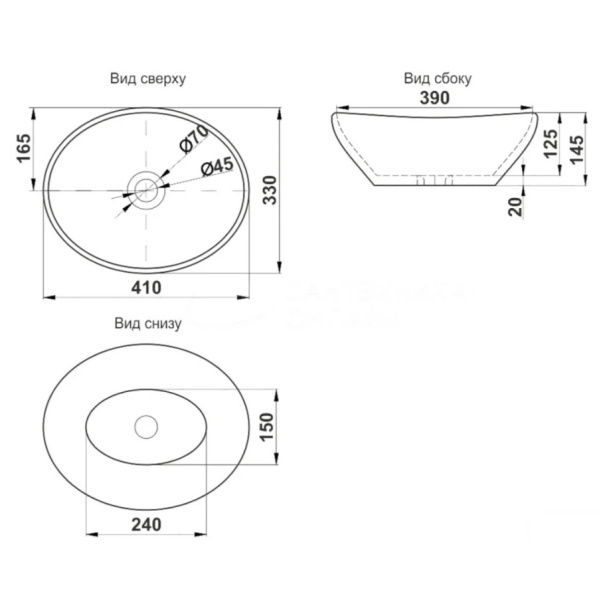Схема (детальная фотография), накладные (на столешницу), пристенные
