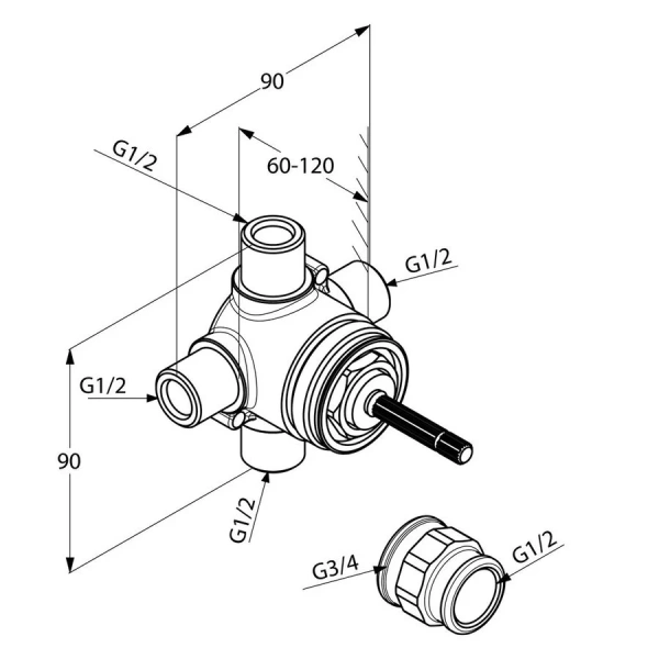Переключатель Kludi Ambienta на 2 положения 29747 (детальная фотография), в наличии