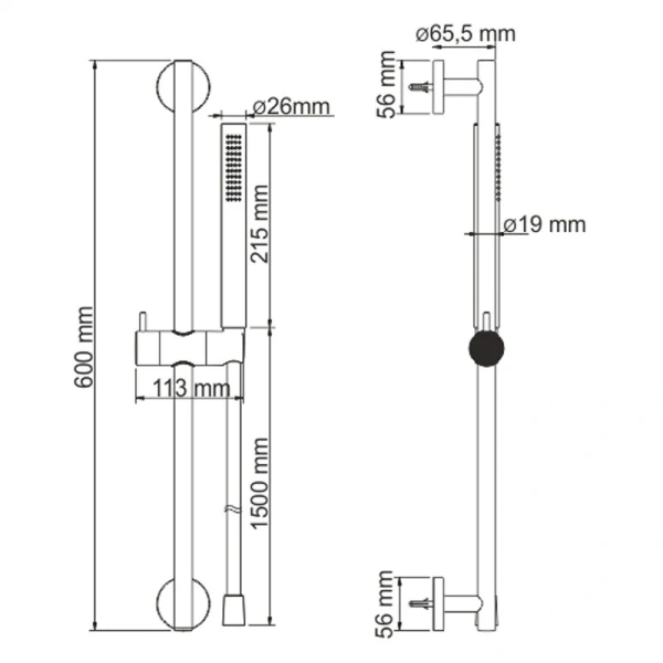 Душевой гарнитур WasserKRAFT хром A142 (детальная фотография), душевые гарнитуры