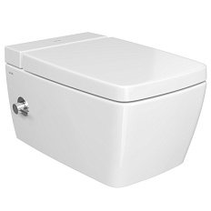 Унитаз подвесной с функциями VitrAflush и VitrAfresh безободковый, с емкостью для чистящей жидкости с функцией биде и встроенным смесителем Vitra Metropole 7672B003-1087