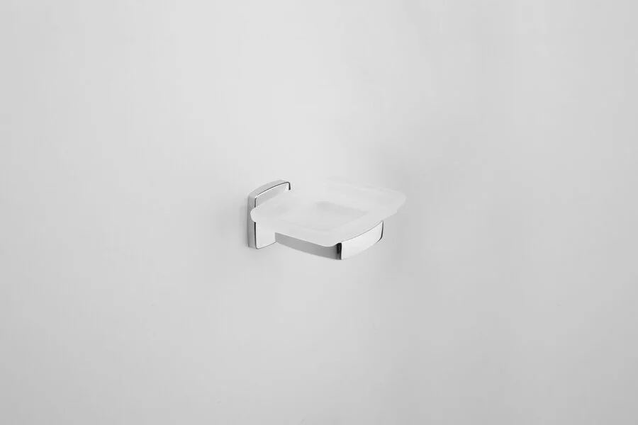 Мыльница AM.PM Gem стеклянная (детальная фотография), хром, черные