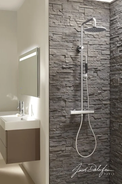 Душевая стойка Jacob Delafon Toobi термостатическая E8993-CP (детальная фотография), с термостатом