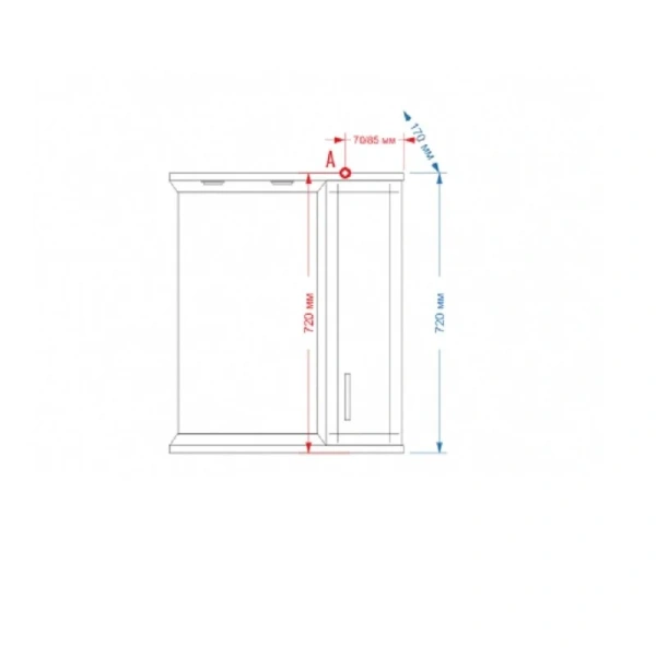 Зеркальный шкаф с подсветкой Misty Астра 60 см белый, правый Э-Аст04060-01СвП (детальная фотография), 60 см