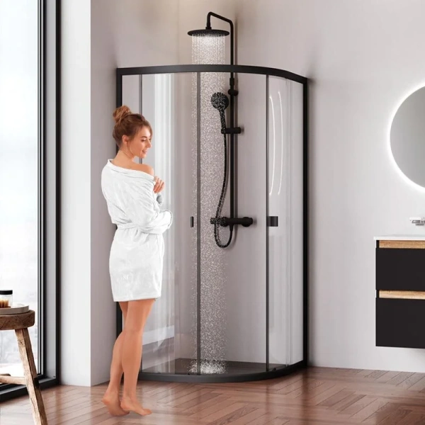 Душевой уголок AM.PM X-Joy 90x90 см без поддона W88G-205-090BT64 (детальная фотография), черные