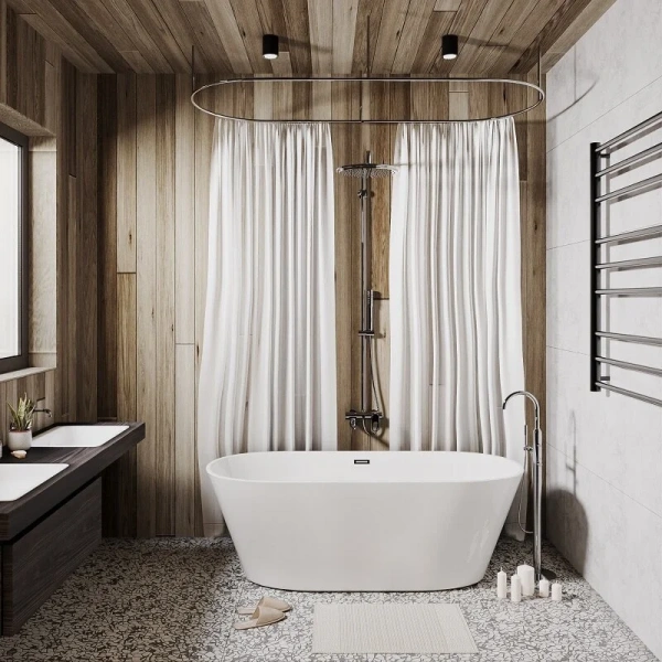 Ванна акриловая Grossman Forta, GR-1503, 170 x 75 см, отдельностоящая, белая (детальная фотография), без гидромассажа