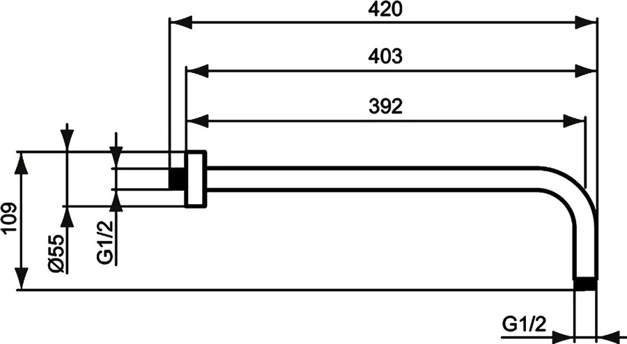 Кронштейн для верхнего душа Ideal Standard IdealRain хром, настенный B9445AA (детальная фотография), в наличии