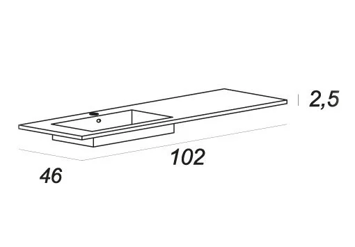 Раковина мебельная из искусственного мрамора Cezares 102 см левосторонняя 50165 (детальная фотография), нет в наличии