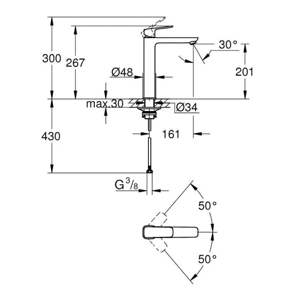 Смеситель для раковины Grohe Cubeo хром 1017290000 (детальная фотография), для раковины
