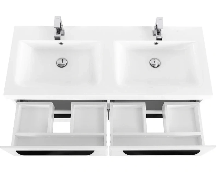 Тумба под раковину подвесная Cezares Eco 120 см с 4 ящиками, bianco lucido ECO-1200-4C-SO-2-BL (детальная фотография), белая