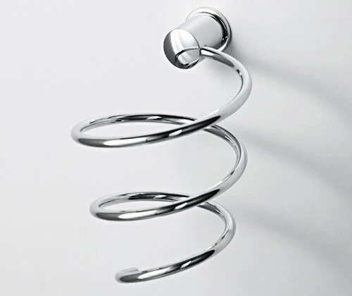 Держатель фена WasserKRAFT K-1080 металлический (детальная фотография), хром, белые, черные