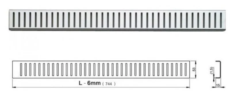 Решетка Alcaplast 75 см глянцевая PURE-750L (детальная фотография), решетка