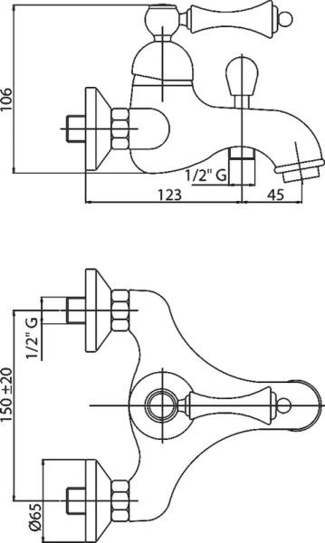 Смеситель для ванны Cezares Margot золото 24 карат ручка белая MARGOT-VM-03/24-Bi (детальная фотография), классические, ретро