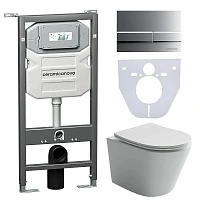 Унитаз с инсталляцией Ceramica Nova Balearica кнопка хром матовый