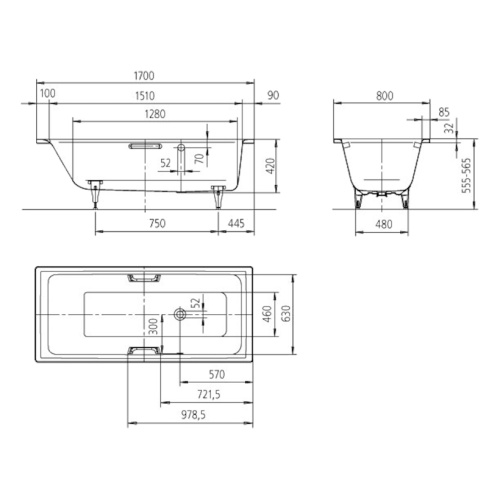 Ванна с противоскользящим покрытием полный antislip Kaldewei Ambiente 259434010001 (детальная фотография), глубокие
