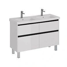 Тумба под раковину подвесная Lemark Combi 125 см белая с черной планкой