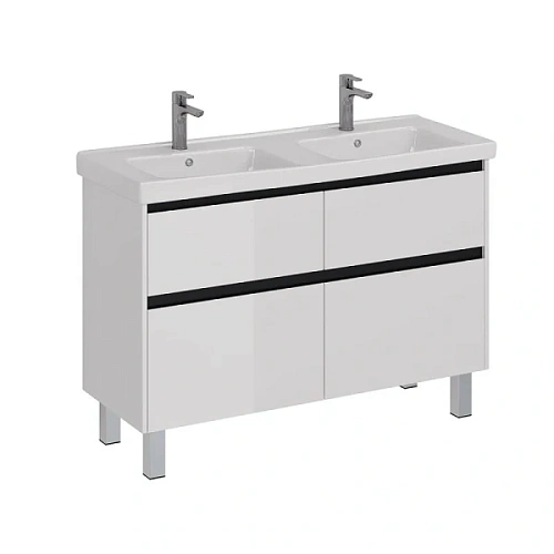 Тумба под раковину подвесная Lemark Combi 125 см белая с черной планкой - фото 3