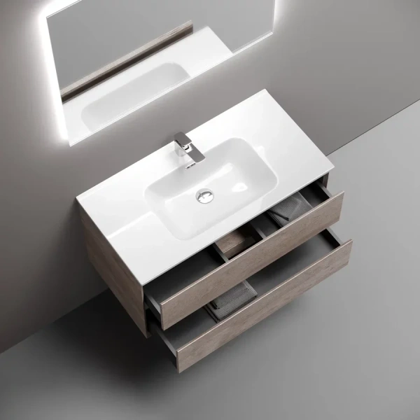 Тумба под раковину подвесная Sancos Marmi 2.0 90 см дуб галифакс натуральный MR2.090EG (детальная фотография), 90 см