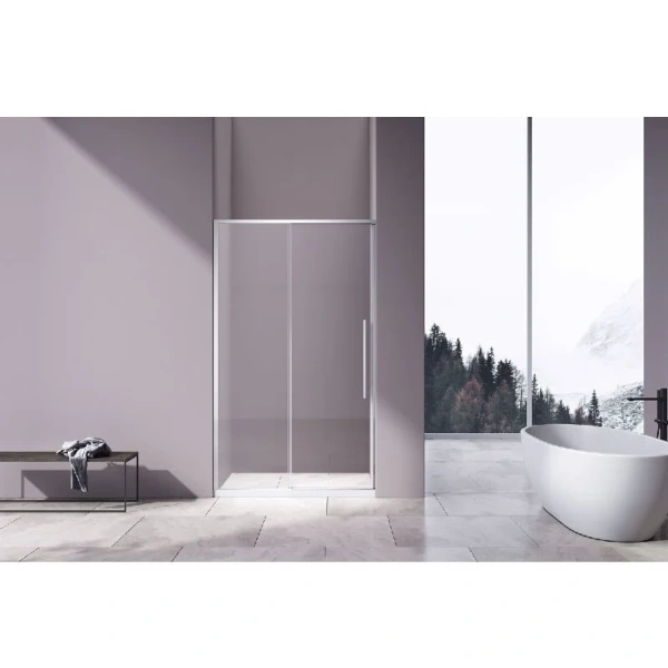 Душевая дверь в нишу Vincea Slim-N VDS-4SN110CL 110 см раздвижная (детальная фотография), недорогие, в нишу, стеклянные