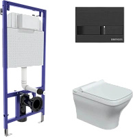 Унитаз с инсталляцией BERGES клавиша черный глянец