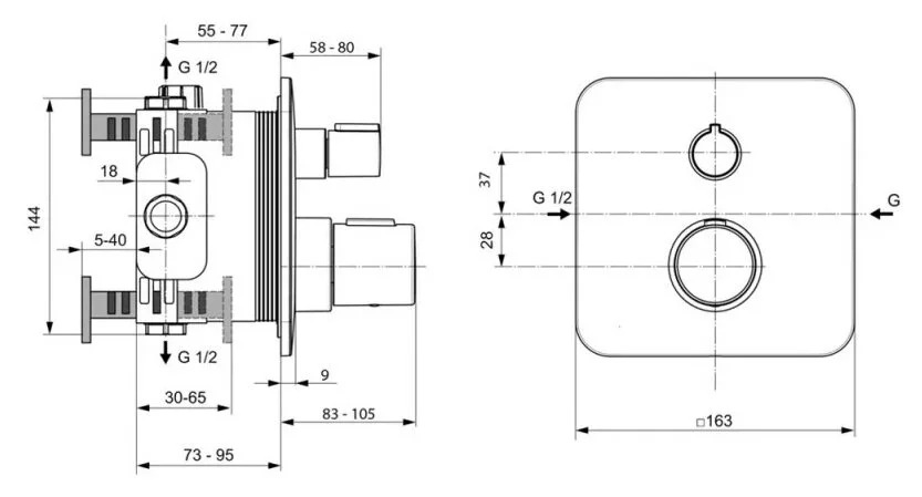 Смеситель для душа Ideal Standard Tonic II термостатический A6344AA (детальная фотография), для душа