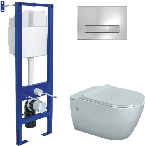 Унитаз с инсталляцией Berges Mascon клавиша хром глянец - фото 2