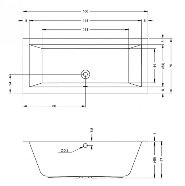 Ванна акриловая Riho Lugo 160х70 см с тонким бортом B138001005 (детальная фотография), акриловые