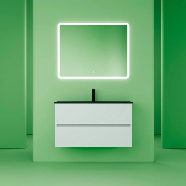 Тумба под раковину подвесная Sancos Urban 90 см белый глянец UR90W (детальная фотография), окрашенные
