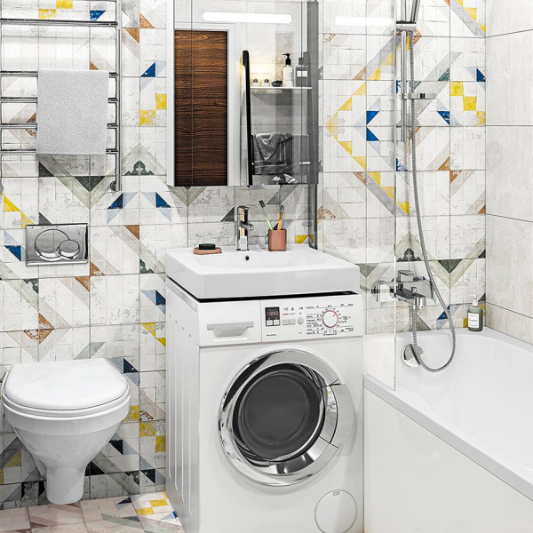 Раковина над стиральной машиной Santek Пилот 60 см с кронштейнами и сифоном 1.WH30.1.970 (детальная фотография), над стиральной машиной