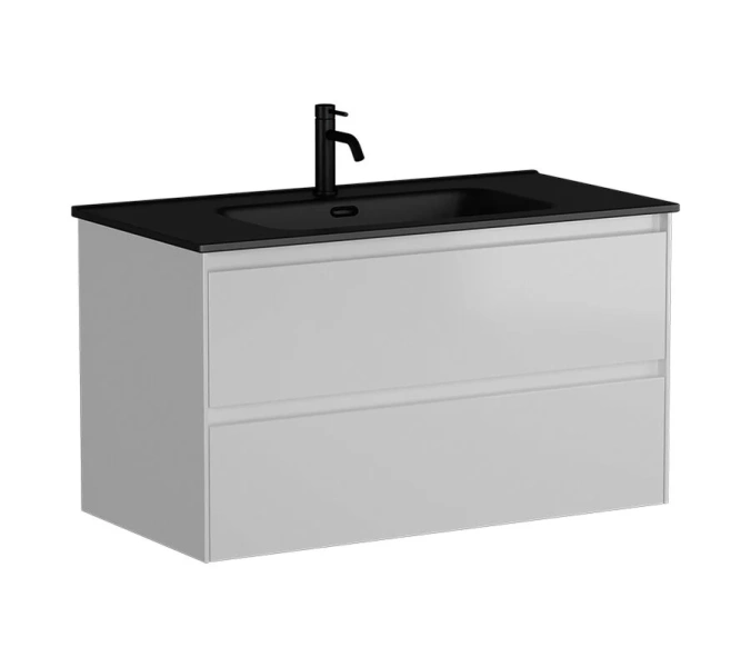 Тумба с раковиной подвесная Sancos Cento CN90W 90 см с ящиками (детальная фотография), 90 см
