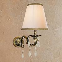 Светильник для ванной, крепление к стене, абажур белого цвета, фурнитура бронза, La Beaute