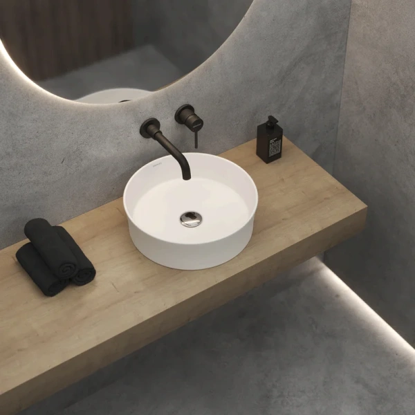 Раковина BERGES Ego 181 38 см накладная (детальная фотография), современные, hi-tech