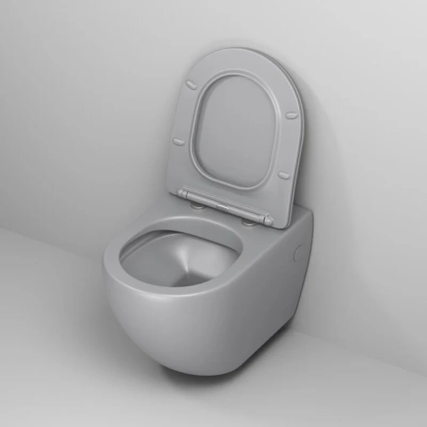 Унитаз подвесной Grossman Color светло-серый матовый GR-4411GLMS (детальная фотография), с горизонтальным, прямым выпуском