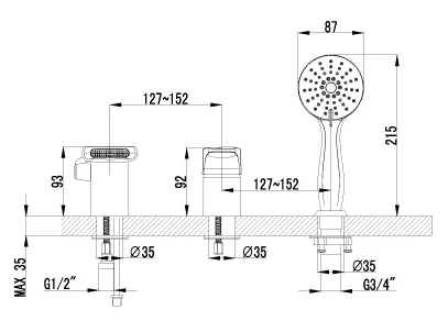 Смеситель для ванны Lemark Shift LM4345C (детальная фотография), для ванны
