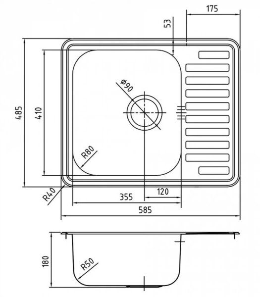 Мойка для кухни IDDIS Strit 59 см сатин STR58SDi77 (детальная фотография), врезные