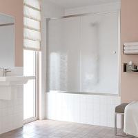 Душевая шторка на ванную профиль глянцевый хром стекло шиншилла Vegas-glass