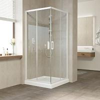 Душевой уголок профиль белый стекло прозрачное Vegas-glass