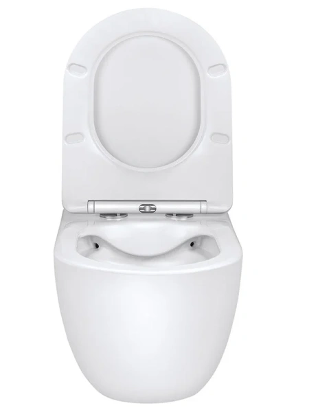 Унитаз подвесной Vincea Evo VT1-34 безободковый (детальная фотография), недорогие, безободковые, сиденье с микролифтом , с антивсплеском