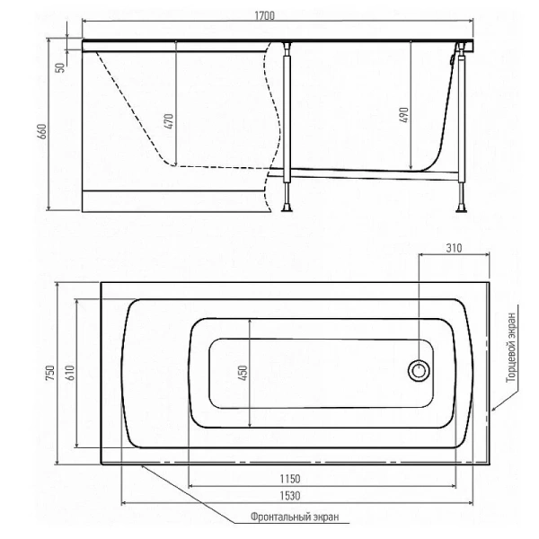 Ванна акриловая Alex Baitler GARDA 170x75 прямоугольная белая GARDA 170*75 (детальная фотография), современныe, hi-tech
