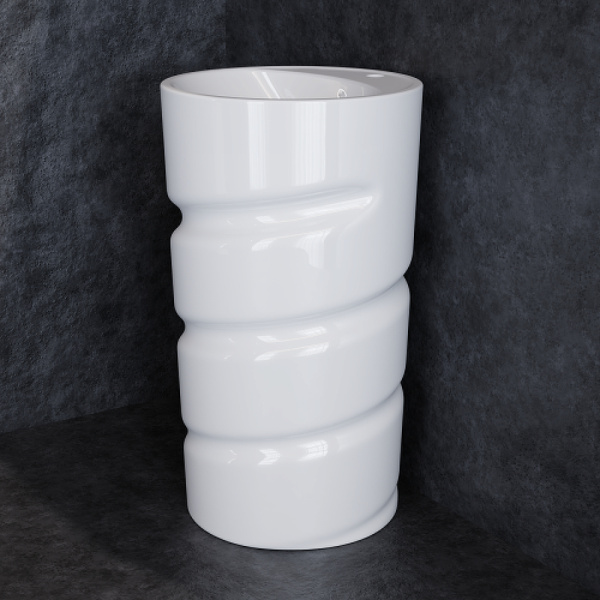 Раковина напольная Creavit Spiral 48 см белая CL084-00CB00E-0000 (детальная фотография), современные, hi-tech