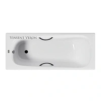 Чугунная ванна Vinsent Veron Concept VCO1407042H/VH0015BL, 140 x 70 см, ручки черные матовые, цвет белый