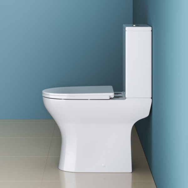 Чаша для унитаза BelBagno Lounge безободковая BB045CPR (детальная фотография), недорогие, безободковые, с антивсплеском, компакт