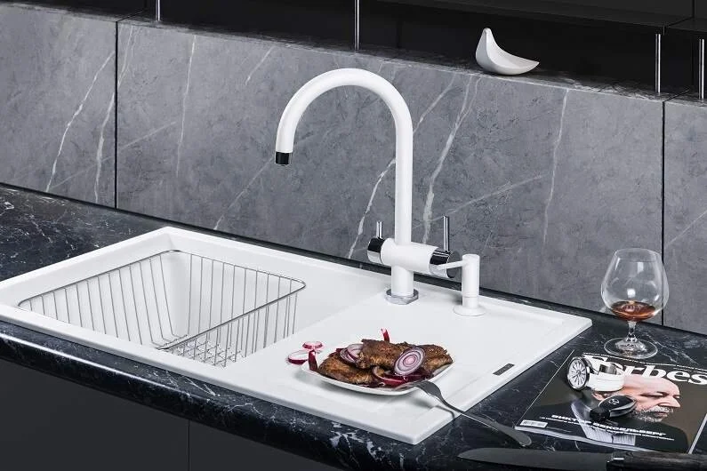 Мойка для кухни Omoikiri Sumi 65-BE 65 см ваниль 4993671 (детальная фотография), из искусственного гранита