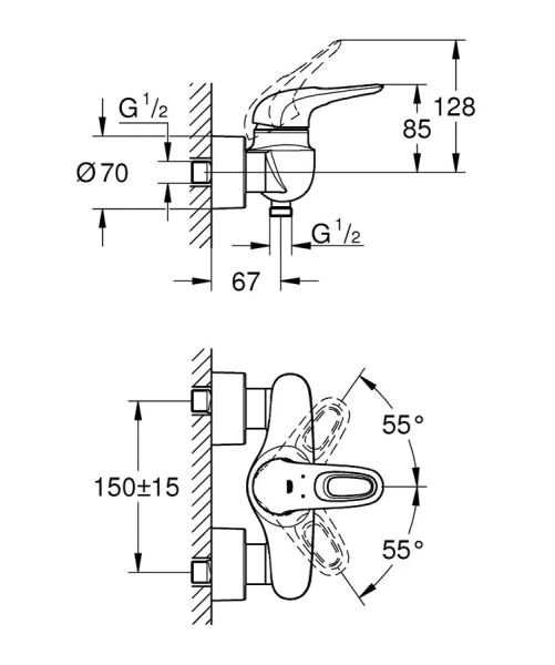 Смеситель для душа Grohe Eurostyle New 33590 (детальная фотография), для душа