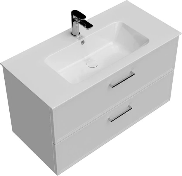 Тумба под раковину подвесная Kerama Marazzi Piano Classic 95 см ясень белый матовый PIA.CL.95\WHT.M (детальная фотография), моноблок