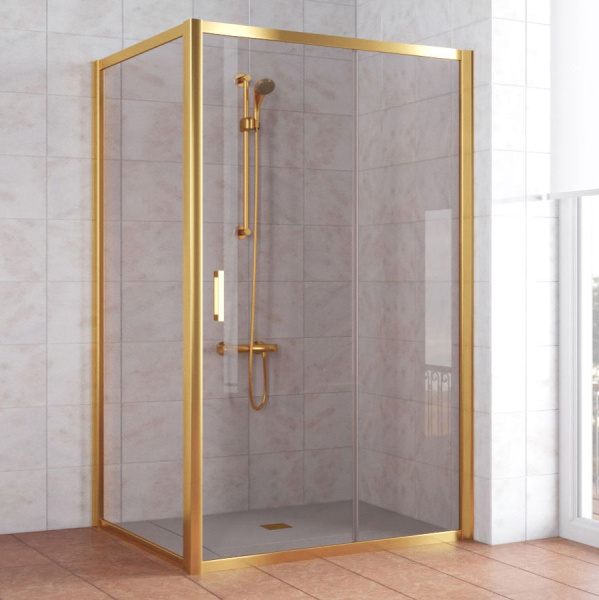 Душевой уголок профиль золотой стекло бронза Vegas-glass ZP+ZPV 120*100 09 05 (детальная фотография)