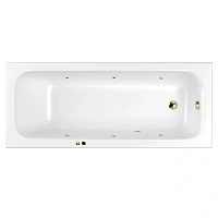 Ванна акриловая гидромассажная Whitecross Vibe 0105.180075.100.SOFT.GL, 180 x 75 см, белая, форсунки золото